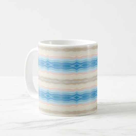 Coastal Shoreline Salty Wavy Repeteren Patroon Koffiemok (Voorkant links)