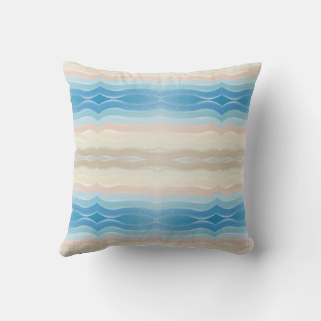 Coastal Shoreline Salty Wavy Repeteren Patroon Kussen (Achterkant)