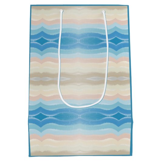 Coastal Shoreline Salty Wavy Repeteren Patroon Medium Cadeauzakje (Achterkant)
