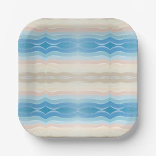 Coastal Shoreline Salty Wavy Repeteren Patroon Papieren Bordje (Voorkant)
