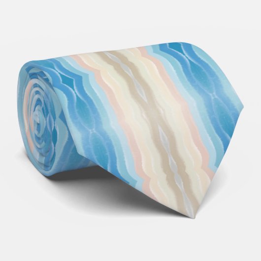 Coastal Shoreline Salty Wavy Repeteren Patroon Stropdas (Opgerold)