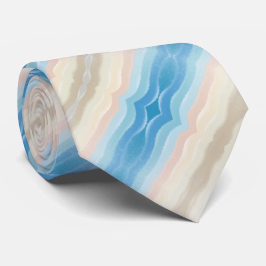 Coastal Shoreline Salty Wavy Repeteren Patroon Stropdas (Opgerold)