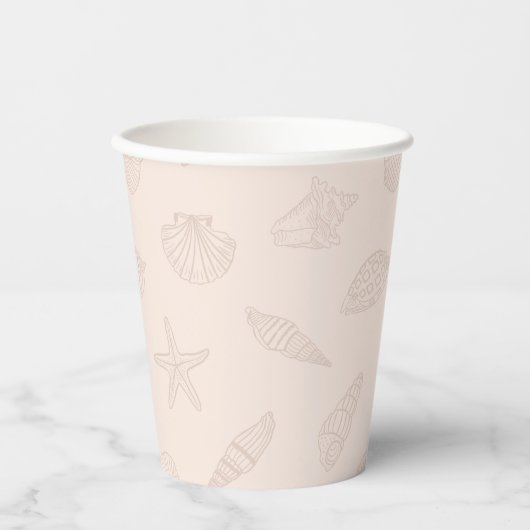Coastal Sip Shell Pink Papieren Bekers (Voorkant)