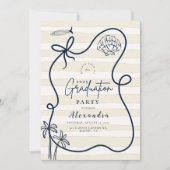 Coastal Sketch Wavy Lijst Afstuderen Kaart (Voorkant)