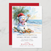 Coastal Snowman Home Sweet Home Card Aankondiging (Voorkant / Achterkant)