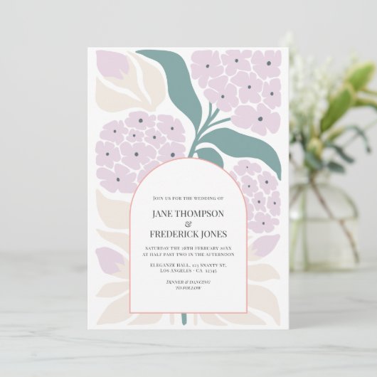 Coastal Spring Floral Modern Spring Wedding Kaart (Staand voorkant)