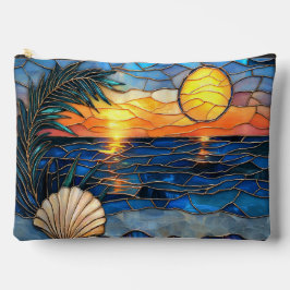 Coastal Stained Glass Zipper Pouch Etui