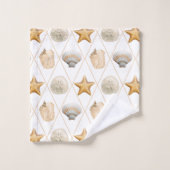 Coastal Starfish and Seashells Bad Handdoek (Wasdoekje)