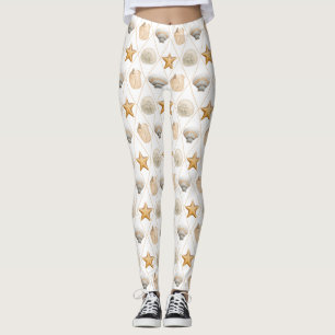 Coastal Starfish and Seashells Leggings