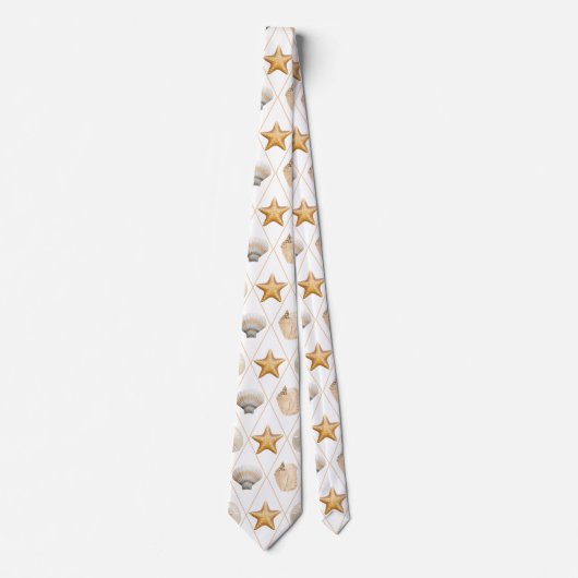 Coastal Starfish and Seashells Stropdas (Voorkant)