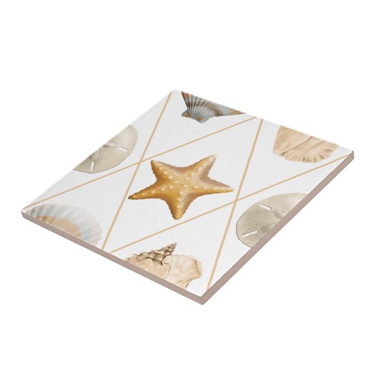 Coastal Starfish and Seashells Tegeltje (Zijkant)