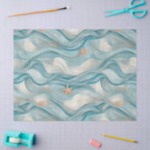 Coastal Starfish on Aqua Sand Waves Pattern (9) Tissuepapier (Craft)