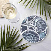 Coastal Starfish Shell Blue White Coaster Zandsteen Onderzetter