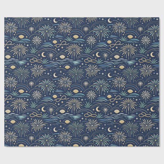 Coastal Starlight Fireworks Pattern Cadeaupapier (Vlak)