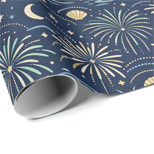 Coastal Starlight Fireworks Pattern Cadeaupapier (Rol Hoek)