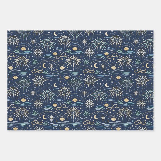 Coastal Starlight Fireworks Pattern Inpakpapier Vel (Voorkant 2)