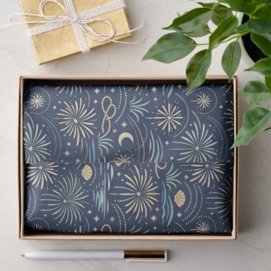 Coastal Starlight Fireworks Pattern Tissuepapier (Geschenk)
