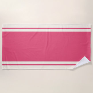 Coastal Stripe Beach Towel - Raspberry & Cream Strandlaken