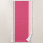 Coastal Stripe Beach Towel - Raspberry & Cream Strandlaken (Voorkant)