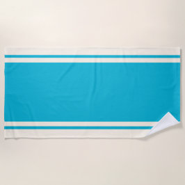 Coastal Stripe Beach Towel - Turquoise & Cream Strandlaken