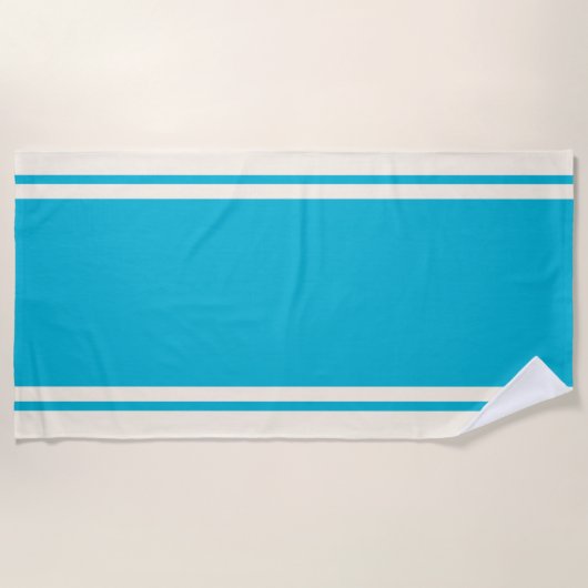 Coastal Stripe Beach Towel - Turquoise & Cream Strandlaken (Voorkant)