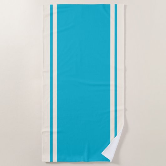 Coastal Stripe Beach Towel - Turquoise & Cream Strandlaken (Voorkant)
