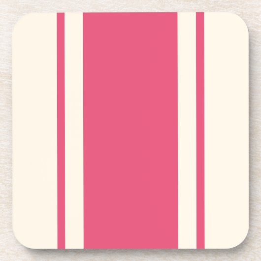 Coastal Stripe Coaster - Raspberry & Cream Bier Onderzetter (Voorkant)