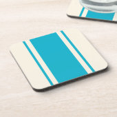 Coastal Stripe Coaster - Turquoise & Cream Bier Onderzetter (Linkerzijde)