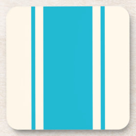 Coastal Stripe Coaster - Turquoise & Cream Bier Onderzetter