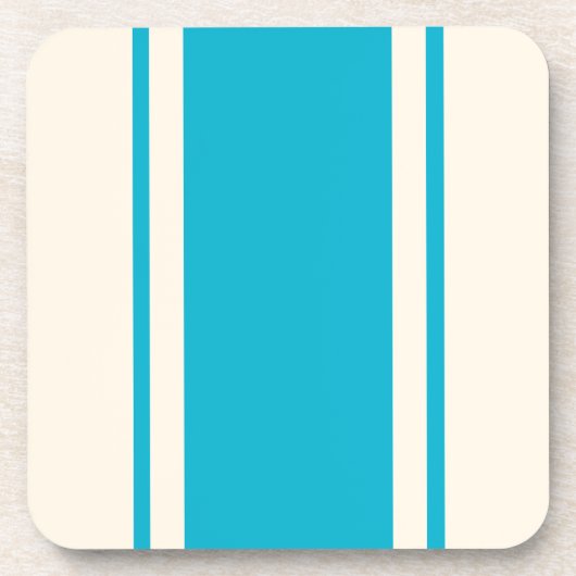 Coastal Stripe Coaster - Turquoise & Cream Bier Onderzetter (Voorkant)