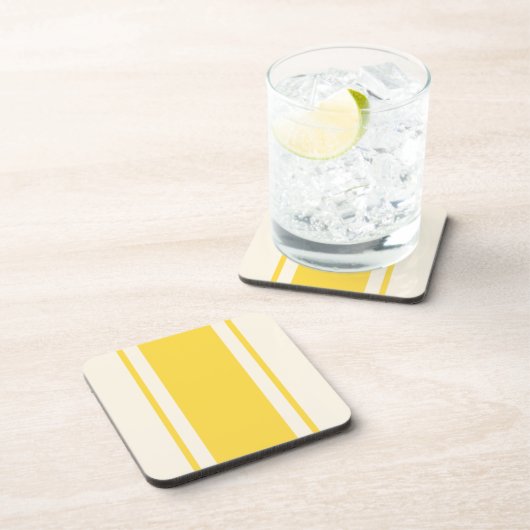 Coastal Stripe Coaster - Yellow & Cream Bier Onderzetter (Rechterzijde)