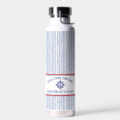 Coastal Stripe Monogram Boat Name Design Waterfles (Links)