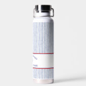 Coastal Stripe Monogram Boat Name Design Waterfles (Achterkant)