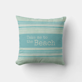 Coastal Stripe Rustic Beach Blauw Groen Kussen
