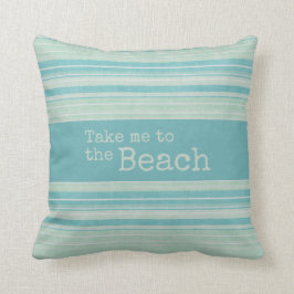 Coastal Stripe Rustic Beach Blauw Groen Kussen