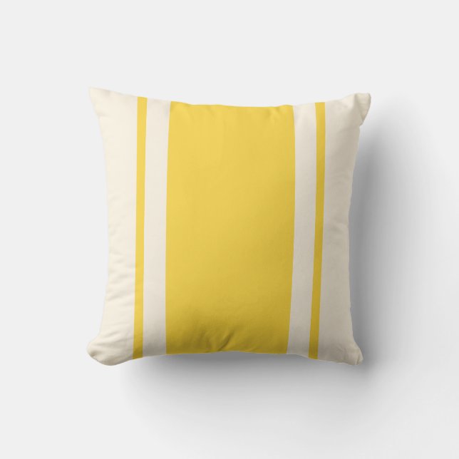 Coastal Stripe Throw Pillow – Yellow & Cream Kussen (Voorkant)