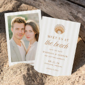 Coastal Stripes Shell Beach Photo Wedding Save The Date