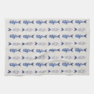 Coastal Style Blue Fish Pattern Shower Curtain Theedoek