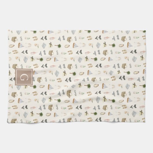 Coastal Summer Getaway Monogram Theedoek (Horizontaal)