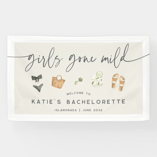 Coastal Summer "Girls Gone Mild" Bachelorette Spandoek (Horizontaal)