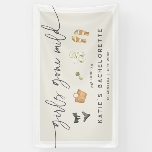 Coastal Summer "Girls Gone Mild" Bachelorette Spandoek (Verticaal)