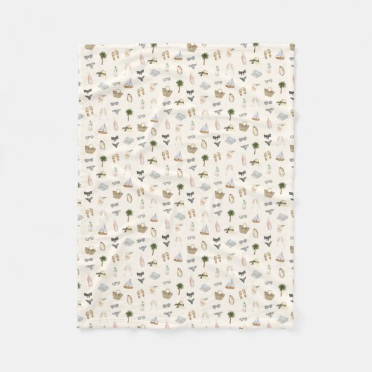 Coastal Summer Neutral Watercolor Pattern Fleece Deken (Voorkant)