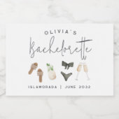 Coastal Summer Neutrals Bachelorette Party Sparkling Wijnetiket (Enkel label)