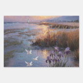 Coastal Sunset Iris & Egret Wrapping Paper (Voorkant 3)