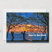 Coastal Sunset Musicians Silhouette Verjaardag Kaart (Voorkant)