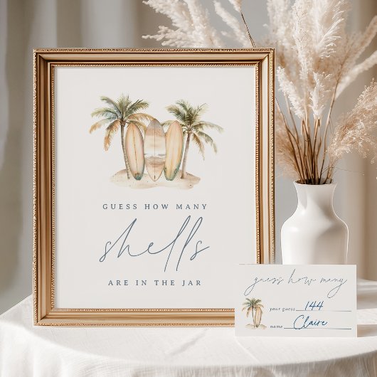 Coastal Surf Baby shower Guessing Game Kaart