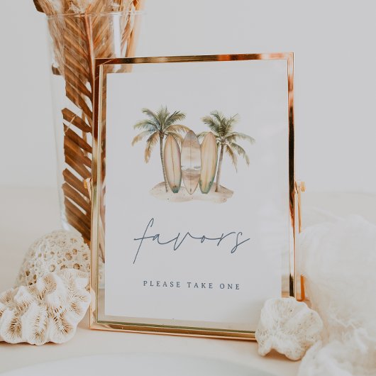 Coastal Surf Theme Baby shower Favors Sign Poster
