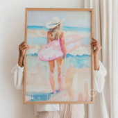 Coastal Surfer Cowgirl Olieverf Print