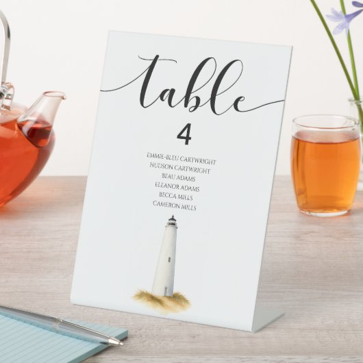 Coastal Table Number Reclamebord Met Voetstuk (Insitu)