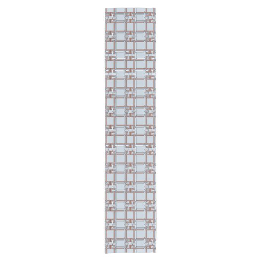 Coastal Terracotta Sky Blue Pattern Korte Tafelloper (Voorkant)